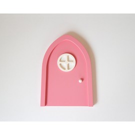 TinyFoxes Fairy Door Pink - with Luminous Door Window - Matching Gnome Door for Nursery Decoration - by Kristin Franke