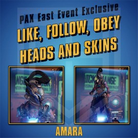 Borderlands 3 [Like Follow Obey] PAX East Exclusive Skins Heads [ALL PLATFORMS] - Amara