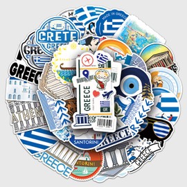 Pack of 50 Greece Stickers Car Laptop Phone Guitar Skateboard Motorcycle Bicycle Greece Stickers Set Vinyl Waterproof Aesthetic Stickers for Teenagers Children Adults