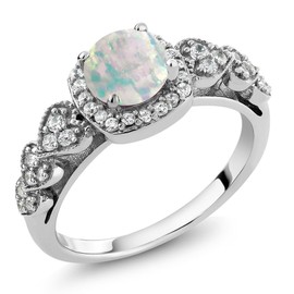 Gem Stone King 925 Sterling Silver 6MM Round Cut Gemstone Birthstone Engagement Anniversary Ring For Women | Available In Size 5, 6, 7, 8, 9