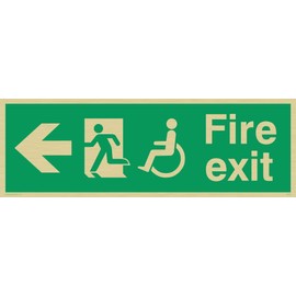 Viking Signs sd954-l31-g Disability Fire Exit Sign, Arrow Left, Rigid Gold Plastic, 100 mm H x 300 mm W