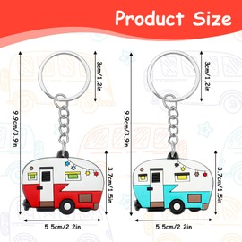 Grevosea 2 Pcs RV Camper Keychain, Camper Keyring Camper Accessories Trailers Retro Camping Car Keychain for Camper Decor RV Travel Camping Trip Souvenirs