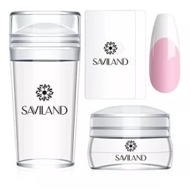 Saviland Kit De Estampado De Uñas - 4pcs, Transparente, Largo Y