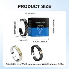 YANINEE 3 Piece Prostate Copper Ring Set, Adjustable Copper Jewellery