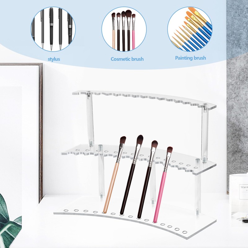 30-Slot Acrylic Pen & Makeup Brush Organizer Holder - 2