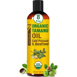 Seven Minerals USDA Organic Tamanu Oil - Big 8oz (240ml) - Cold Pressed & 100% Pure Tamanu Organic for Skin, Face, Hair, & Nails - GMO & Hexane Free Nutrient Dense Carrier Oil that Absorbs Easily