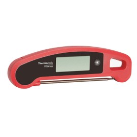 TFA Dostmann BBQ Thermometer Thermo Jack Gourmet, 30.1060.05, digitales Klappthermometer, Edelstahl-Einstichfühler, Profi-Küchenthermometer, hoher Messbereich, für BBQ/Grillen/Braten geeignet, rot