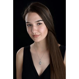 LILLY MARIE Women's Solid Silver Chain 925 Silver Pendant Zirconia Shiny Length Adjustable Jewellery Case Small Gifts, Sterling Silver, Cubic Zirconia