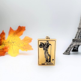 Tarot Card Necklace for Women/Men - Hip Hop Jewelry - Tarot Necklace - Gold Tarot Card Jewelry - Steel Rider Waite Tarot Chain - Zodiac Pendant Necklace - Bikers Necklace, Stainless Steel, No Gemstone