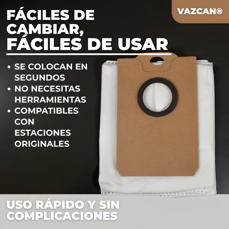 VAZCAN® 6 Replacement Bags Compatible with Cecotec Conga 2299, 2499,