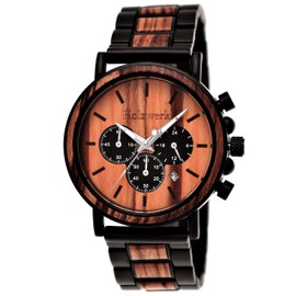 Holzwerk Germany Handmade Designer Men's Watch Eco Natural Wood Watch Chronograph Bracelet Watch Analogue Quartz Watch Brown Black Date Wooden Dial, brown, Bracelet