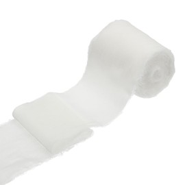 sourcing map 1 Roll Velvet Ribbon, 3 Inch x 3 Yard Handmade Silk Fringe Frayed Ribbon Raw Edge for Flower Bouquet Wrapping Wedding Decoration Bridal DIY Crafts, White