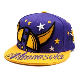 Minnesota New Leader Colossal Horned Helmet Purple Gold Colors Era Snapback Hat Cap