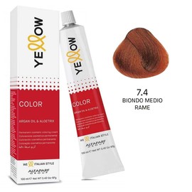 Alfaparf Group Permanent Cosmetic Colouration - 7.4 Medium Blonde - Yellow Colour Argan Oil & Aloetrix - 100 ml