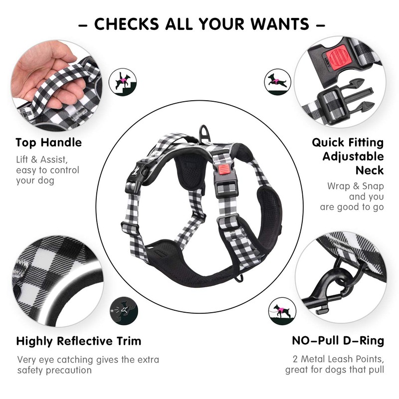 PoyPet No Pull Dog Harness, [Neck Release] Reflective Adjustable No