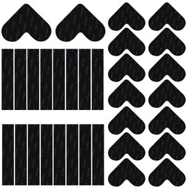 Xialvyu 32 Non-Slip Mats for Carpet, 16 Carpet Tape and 16 Heart-Shaped Non-Slip Mat for Carpet, Reusable Non-Slip Carpet Underlay
