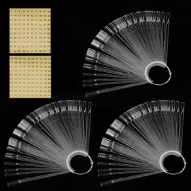 VERSAINSECT PCS Clear Nail Swatch Sticks with Ring, Transparent Nail Simple Sticks Fan Shape Nail Art Display Tips for Display, Practice, DIY and Collection, 200 Number Labels Included