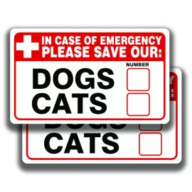 The Decal And Sticker Mafia EMERGENCY CAT AND DOG DECAL Stickers Sign Bogo For Truck Window Office - 4"W x 2.4"H