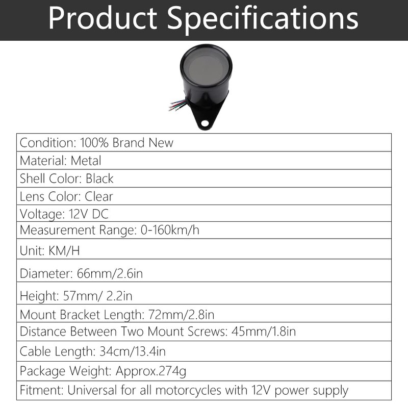 Motorcycle Odometer Digital Speedometer 66mm Universal Speedometer