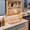 Pssopp Oil Bottle Rack, Wooden Kitchen Organizer Shelf Rack with