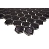 Mosaic Hexagon Plain Black Glossy Ceramic Mosaic, Mosaic Stone, Size: