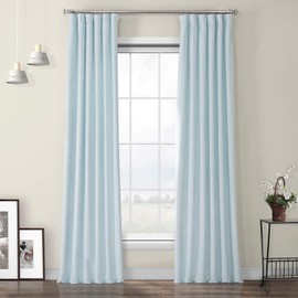 HPD Half Price Drapes VPYC-198594-96 Heritage Plush Velvet Curtain (1 Panel), 50 X 96, Aquarius Blue