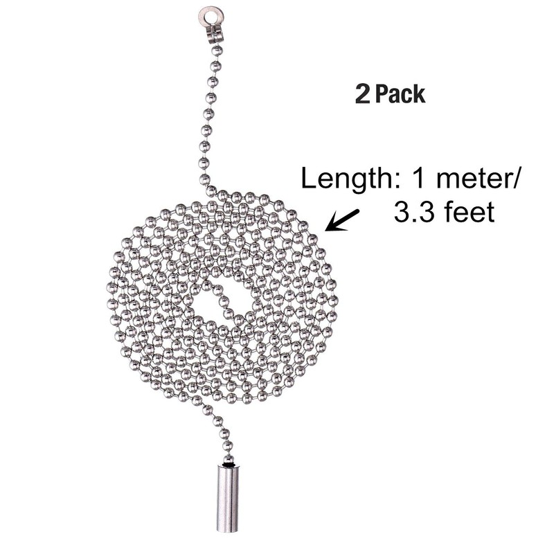 Shappy 2 Pack Steel Beaded Ball Pull Chain String Extension