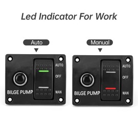 Kelepu 3 Way Bilge Pump Switch Panel with LED Indicator, Control DC 12V/24V Bilge Pump, Built in 15a Circuit Breaker for DC Bilge Pumps with Automatic Float Switch Auto/Off/Manual