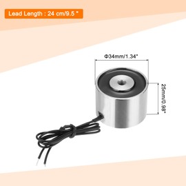 uxcell Round Solenoid Electromagnet DC 24V 180N 44LB/20Kg Electric Magnet Electric Lifting Magnet for Automation Equipment