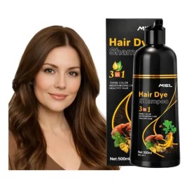 9 Colores - Shampoo Tinte Canas 3 En 1, 500ml, Sin Amoniaco Café Castaño Claro