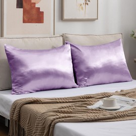 Imperial Rooms Satin Pillowcase 2 Pack – Satin Silk Pillowcases for Hair and Skin, Gifts for Women – Lavender Pillow cases with Envelope Closure (50x75 cm)