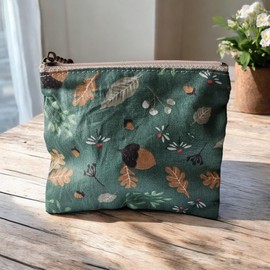 NUTFORD Multifunctional Printed Cotton Zipper Purse Pouch Bag with Cotton Lining for The Storage of Coins and Notes, Cosmetic Accessories, Small Electronics Accessories, Keys, etc.. (E)
