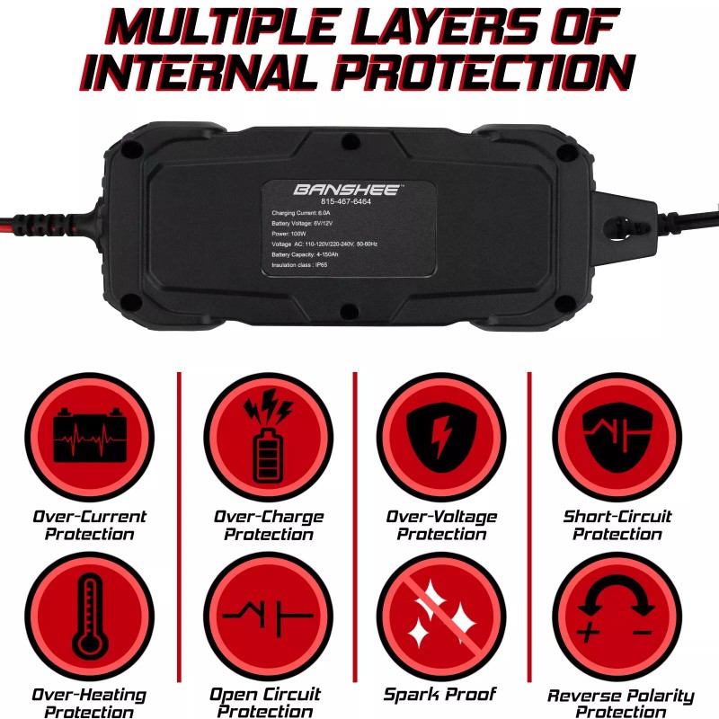 Banshee 6A Smart Car Battery Charger, 6V and 12V Automotive