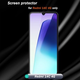 Cmiuubrer 3+2 Pack Tempered Glass for Redmi 14C 4G Screen Protector with Camera Lens Protector, 9H Hardness, HD Clear Film, Case Friendly, Screen Protector for Redmi 14C 4G