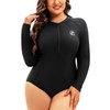 Holipick Plus Size One Piece Rash Guard for Women Long