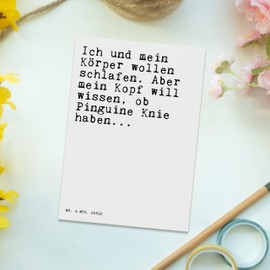 Mr. & Mrs. Panda Postcard "Ich und mein Körper..." [German Language] Gift, Sleep Problems, Saying, Wisdoms, Sayings, Postcard, Saying Wisdoms