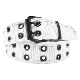 Glory Max Unisex Casual Canvas Belt Double Hole Grommet Adjustable Web Waist Belts (White, Medium (32"-34"))