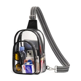 Flowston Clear Bag for Stadium Events Approved Concert Bag 3 Pockets Clear Backpack Crossbody Sling Fanny Pack Purses for Women Men