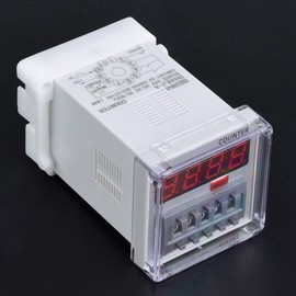 Electronic Counter,Dh48J-A 24V Dc,Digital Preset Counter,Electronic Preset,Industrial Supplies Dh48JA Digital Counter Delay Time Relay Led Display 1‑999900 11‑Pin 24V Ac Dc(24VAC/DC)