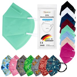 TubeRoo FFP2 Mask Light Green Mint Green Pastel Green Pack of 20 Masks from Germany, Made in Germany, Soft Round Ear Loop Bands, Respirator Mask, Mouth Guard, Protective Mask, Dust Mask, Allergy