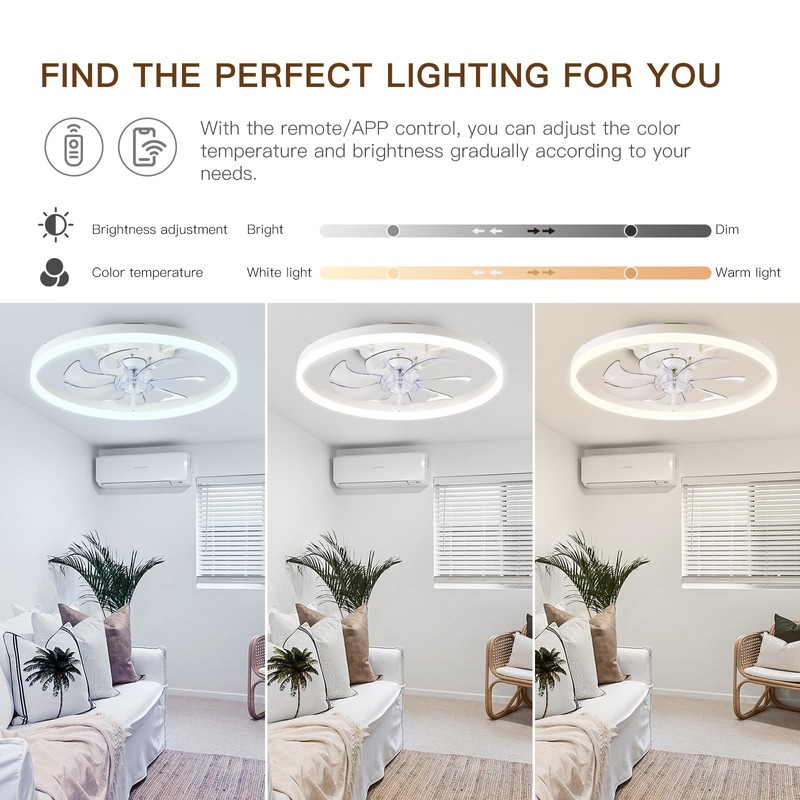 STERREN Ceiling Fans with Lights,20" Low Profile Ceiling Fan with