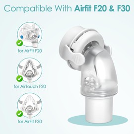 MAXMEDI Replacement F20 Swivel Elbow Connector for AirFit F20 F30 & Airtouch F20 F30 Series, 22mm QuietAir Quick-Release Elbow CPAP Supplies(2 Packs)