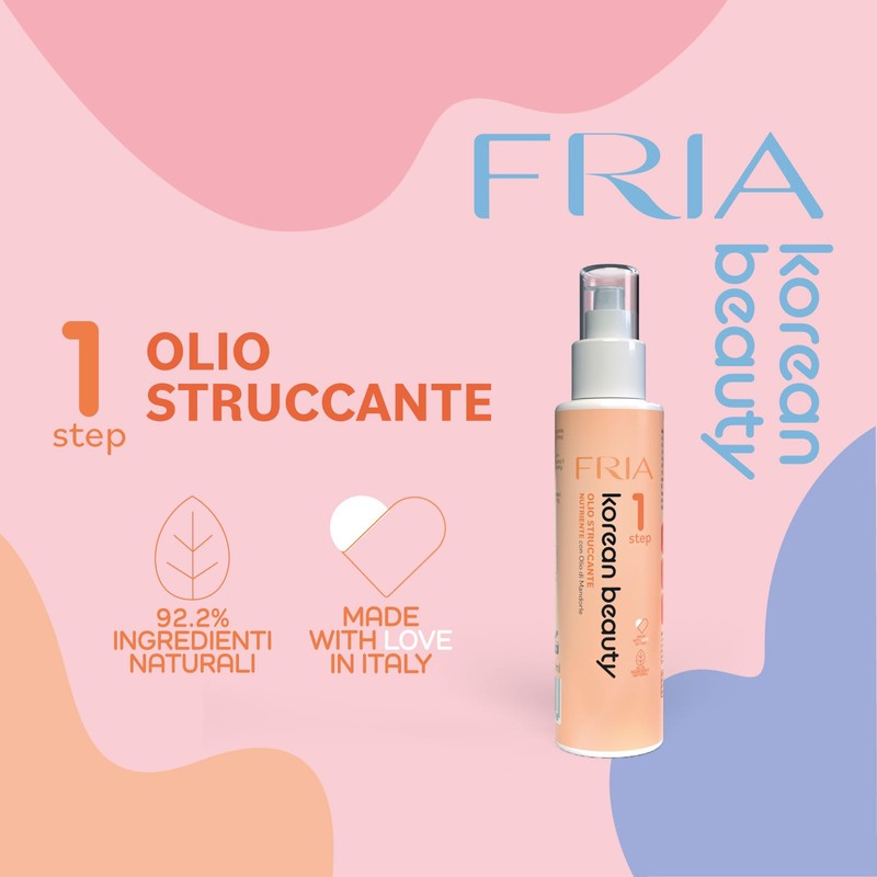 Fria Korean Beauty Olio Struccante, Rimuove il Trucco Waterproof, Testato
