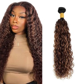 24 inch LadrXadr Highlight Bundles Human Hair Ombre Brown Bundles p4/30 Water Wave Bundle #4 Brown Human Hair Bundle