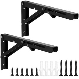 Folding Console Heavy Duty Pack of 2 Folding Shelf Brackets Foldable Folding Table Folding Hinge Shelf Bracket for Table Tops Wall Table Max. 60 kg / 132 lb - 12 Inch / 305 mm