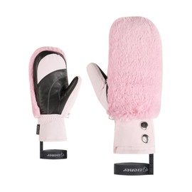 Ziener Katniss-Z - Muffolo da sci da donna, per sport invernali, termoshield, interno in pelle, pelliccia sintetica, colore: rosa conchiglia, L