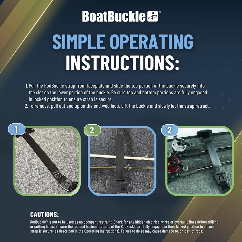 BoatBuckle F14200 Gunwale/Deck Mount Retractable Rod Tie-Down