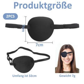 Diffaxy Pack of 2 Adult Single Eye Mask with Adjustable Buckle, Concave 3D Design, Pirate Eye Patch for Amblyopia, Strabismus Left and Right Eye