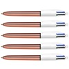 BIC 4 Colours Shine Rose Gold Barrel Pack of 5