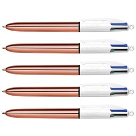 BIC 4 Colours Shine Rose Gold Barrel Pack of 5